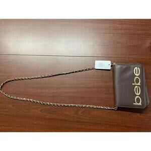 bebe Brown Leather Crossbody Handbag with Chain Strap clean NWT